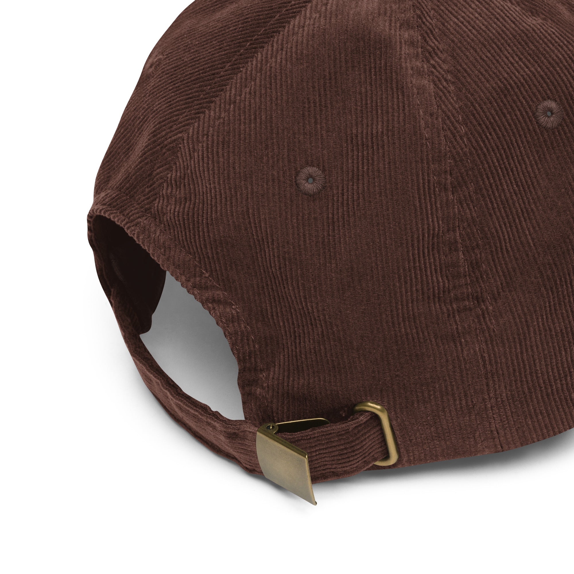 Image of Entrusted Corduroy Christian hat brown front detail view — Entrusted to Him