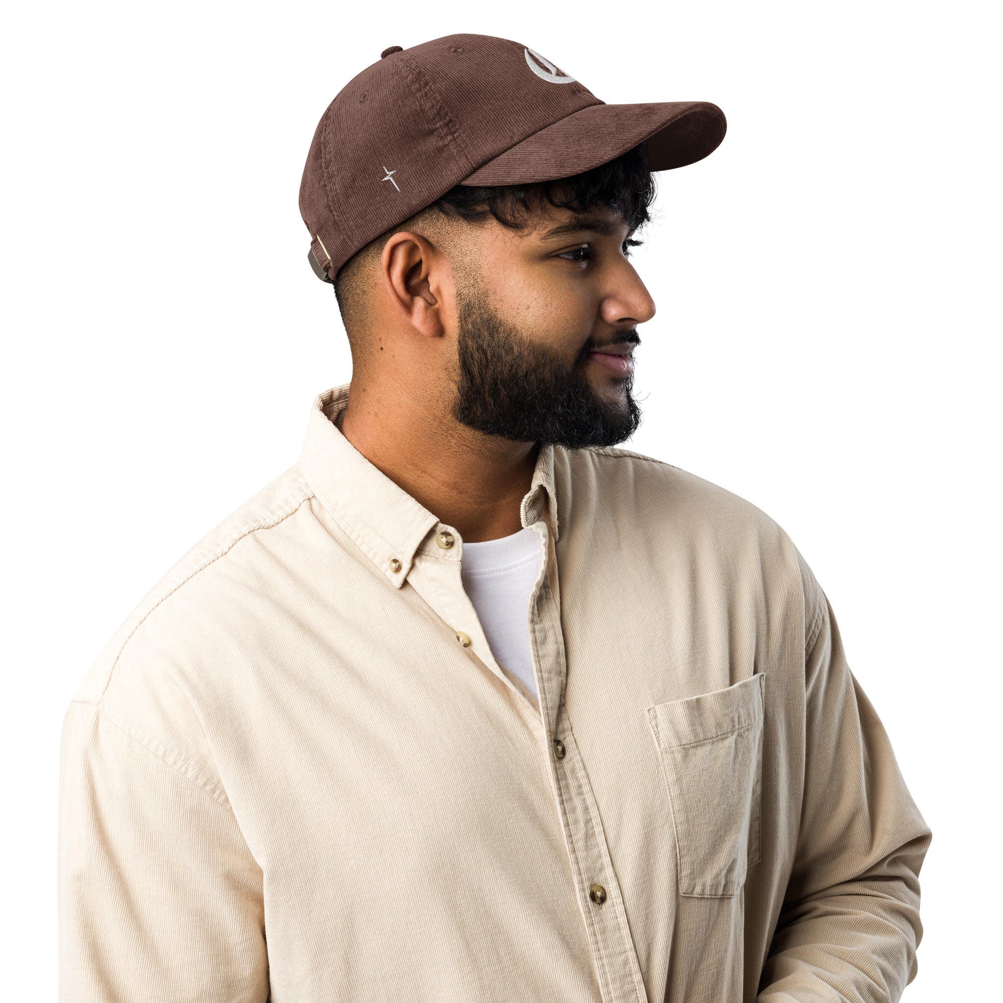Image of Entrusted Corduroy Christian cap brown right side view — Entrusted to Him