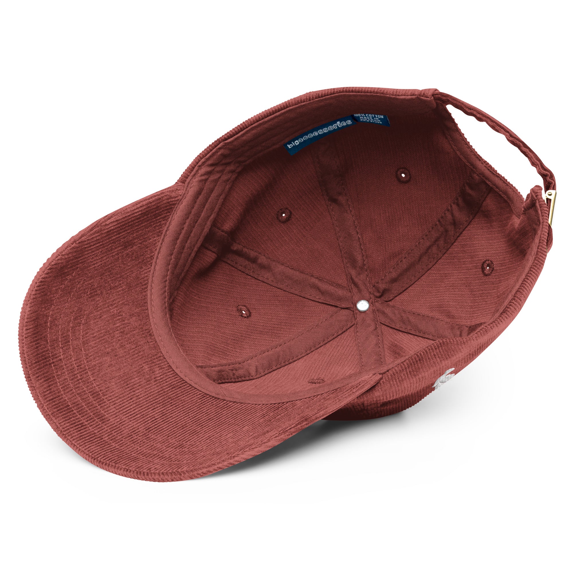 Image of Loved by God Vintage Corduroy Cap Christian streetwear burgundy product detail view — Entrusted to Him