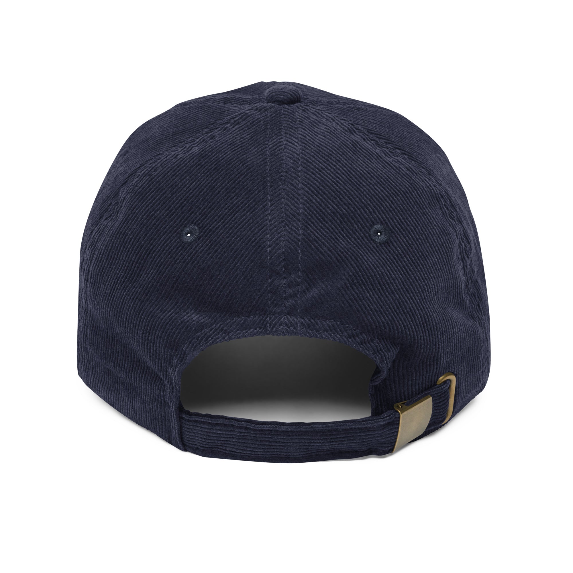 Image of Loved by God Vintage Corduroy Cap Christian streetwear navy back view — Entrusted to Him