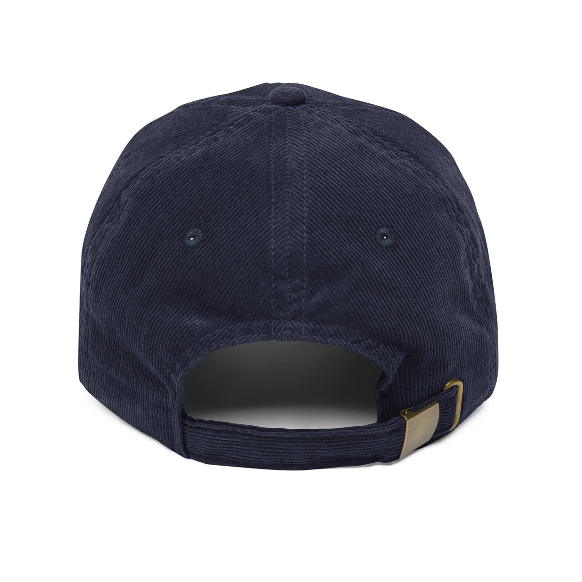 Loved by God Vintage Corduroy Cap Christian streetwear navy back view — Entrusted to Him