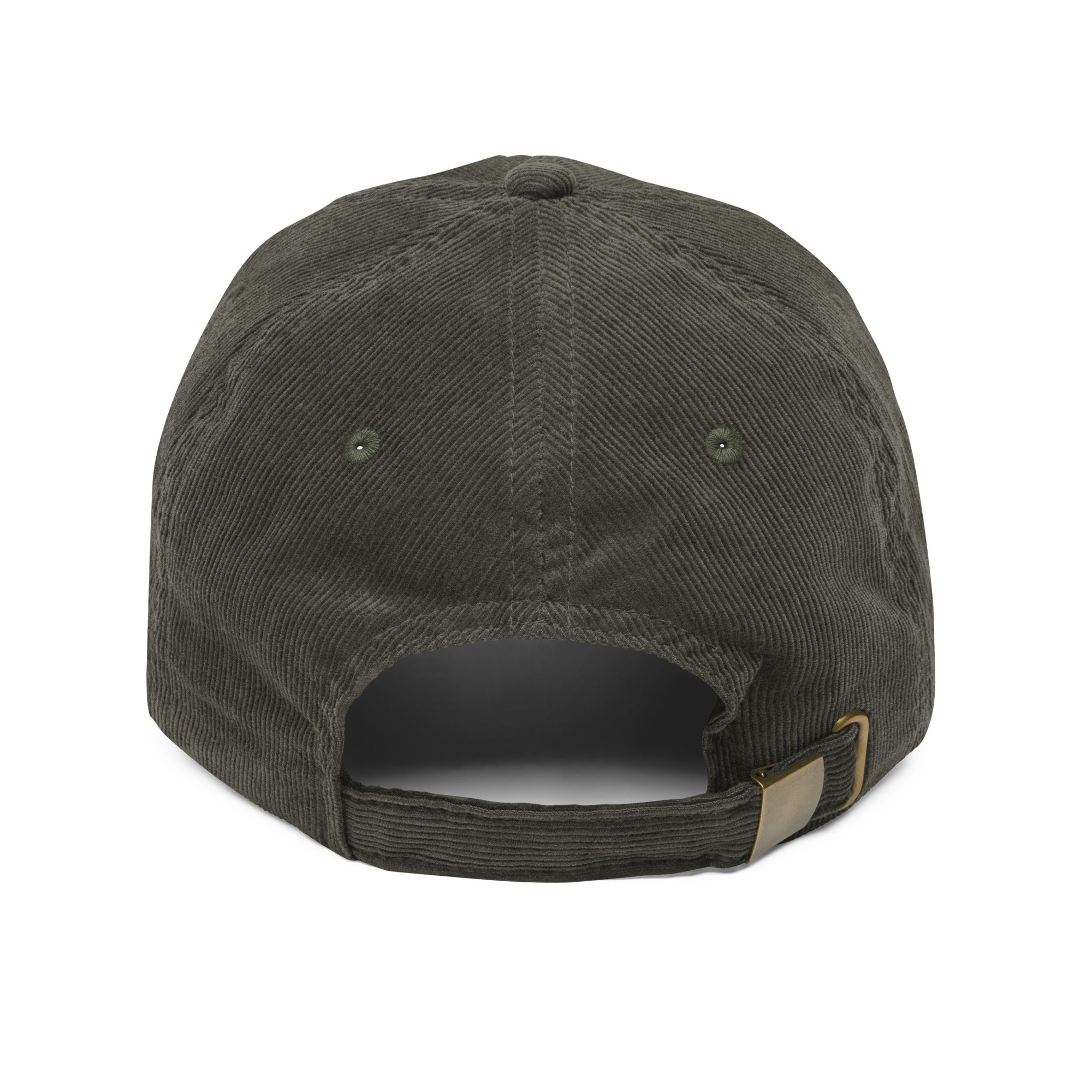 Image of Loved by God Vintage Corduroy Cap Christian streetwear olive back view — Entrusted to Him