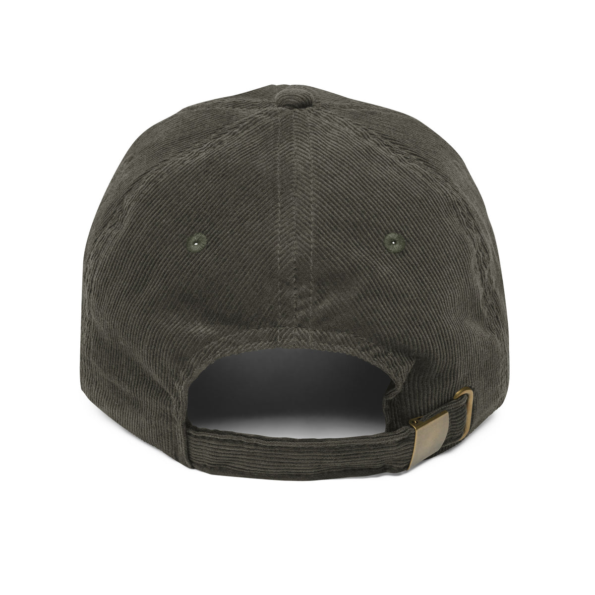 Loved by God Vintage Corduroy Cap Christian streetwear olive back view — Entrusted to Him