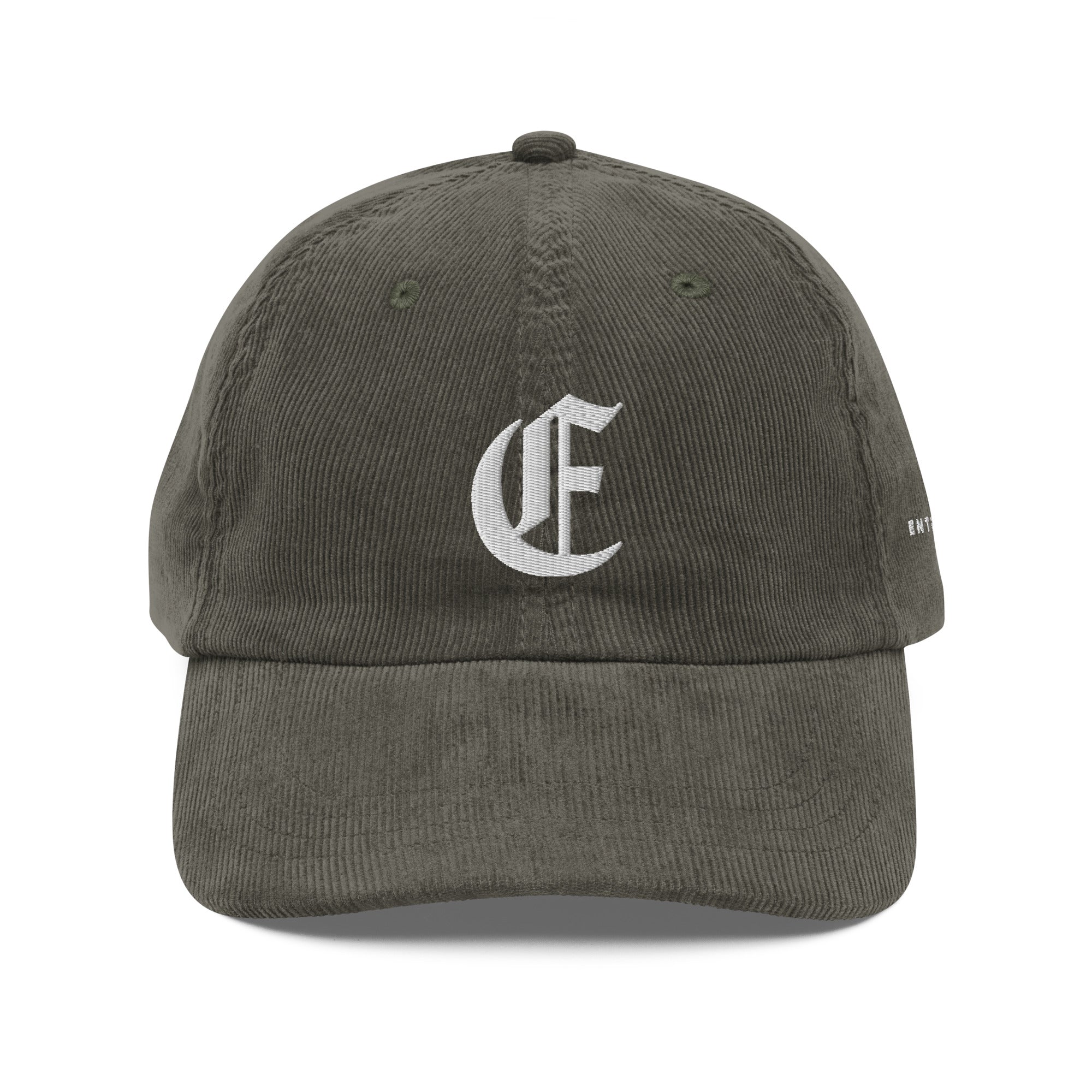 Image of Entrusted Corduroy Christian cap olive front view — Entrusted to Him