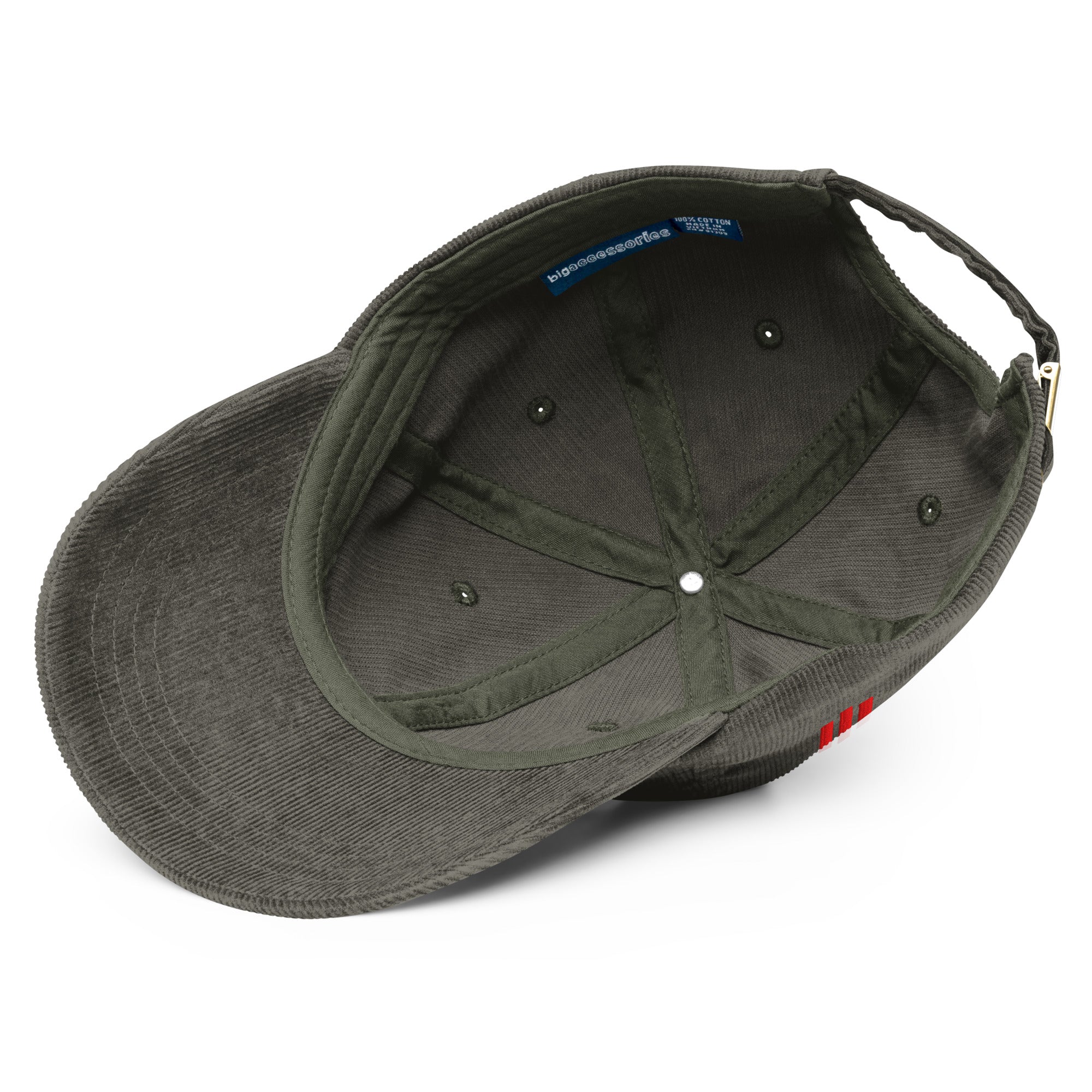 Image of He's Risen Limited Edition Christian cap olive front detail view — Entrusted to Him