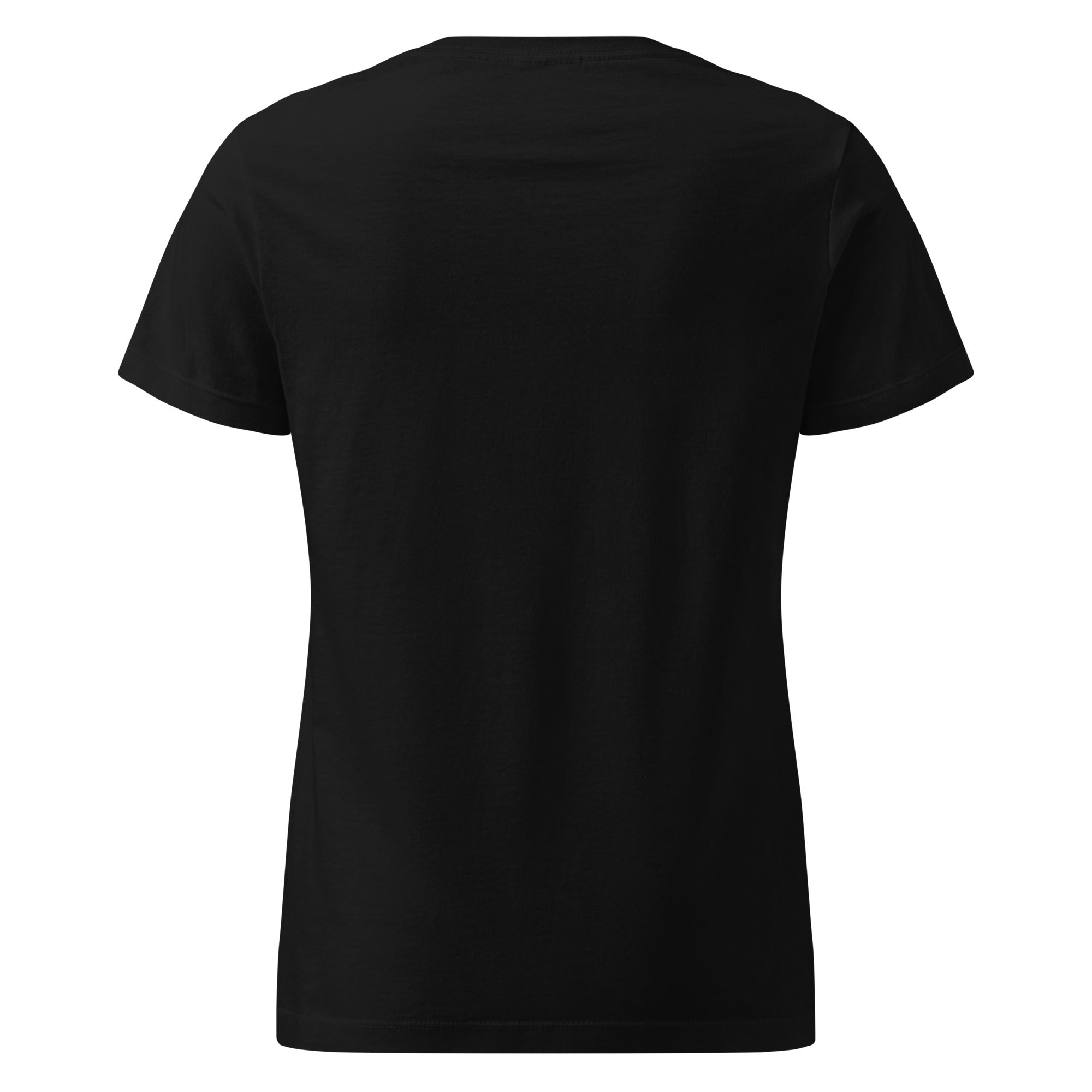 Image of Risen women's Christian t-shirt black back view — Entrusted to Him