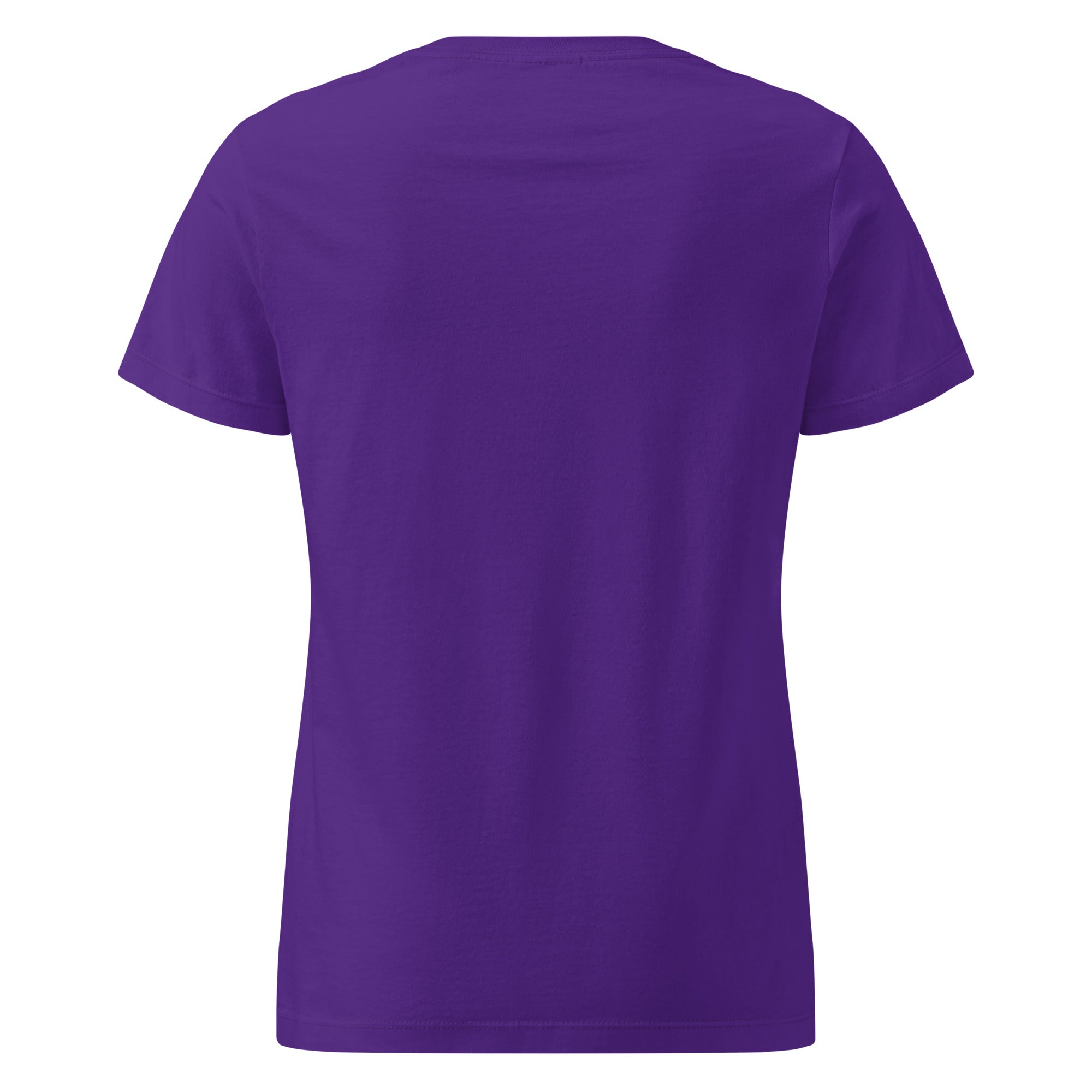 Image of Risen women's Christian t-shirt purple back view — Entrusted to Him