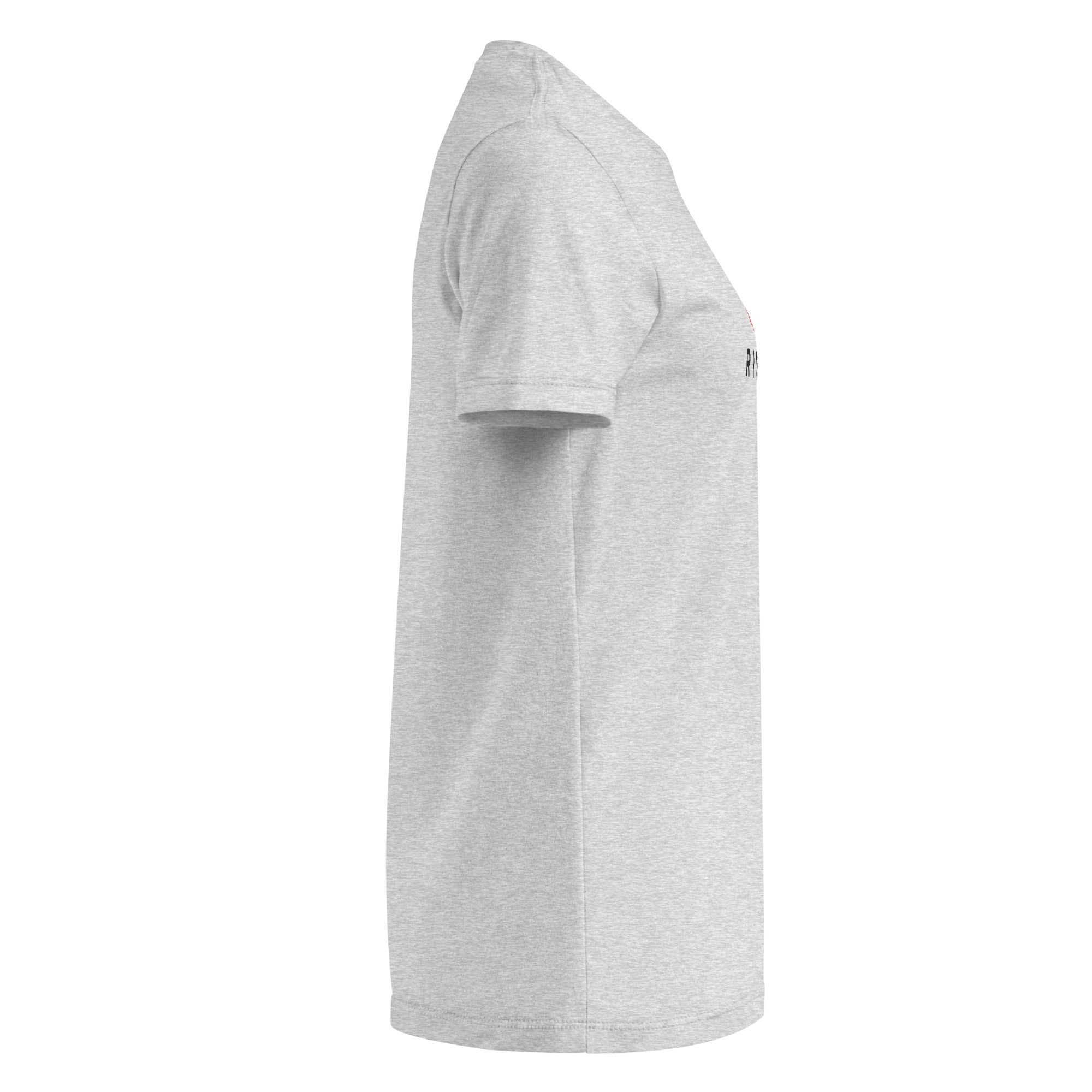 Image of Risen women's Christian t-shirt sport grey right side view — Entrusted to Him
