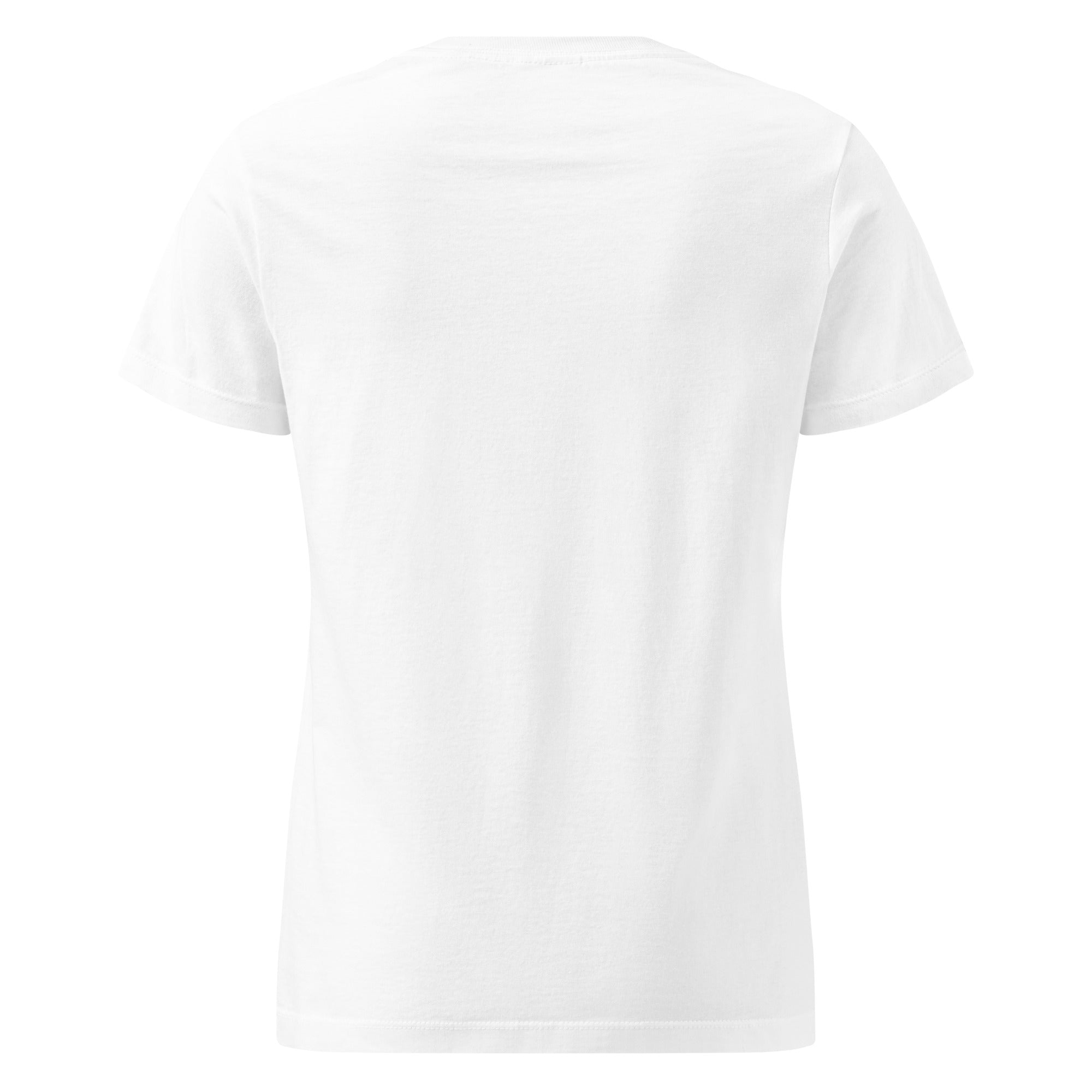 Image of Risen Christian graphic tee women white back view — Entrusted to Him