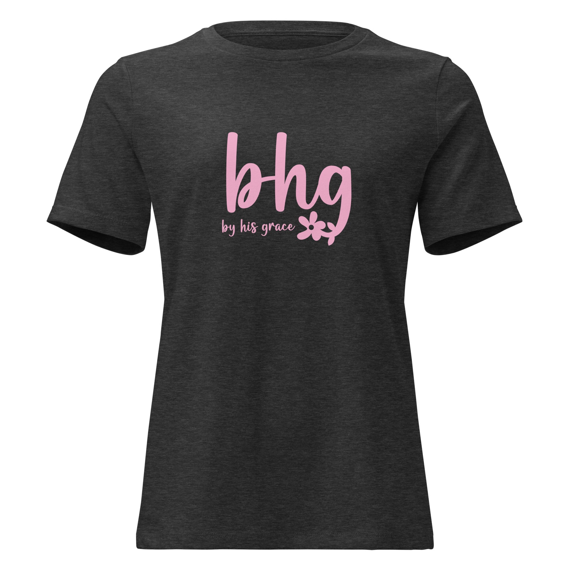 BHG women's Christian t-shirt dark grey heather front view — Entrusted to Him