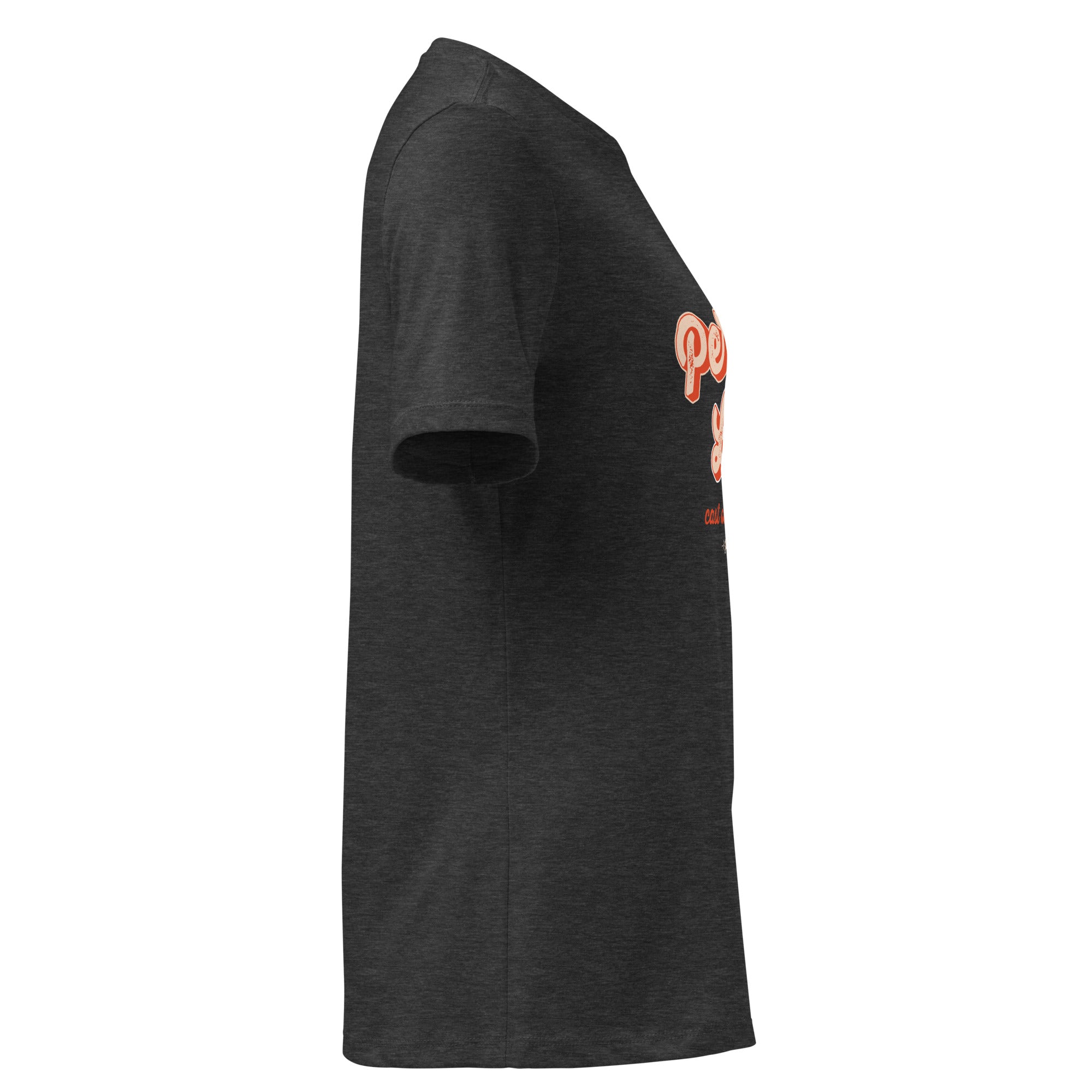 Image of Perfect Love Jesus shirt women dark grey heather right side view — Entrusted to Him