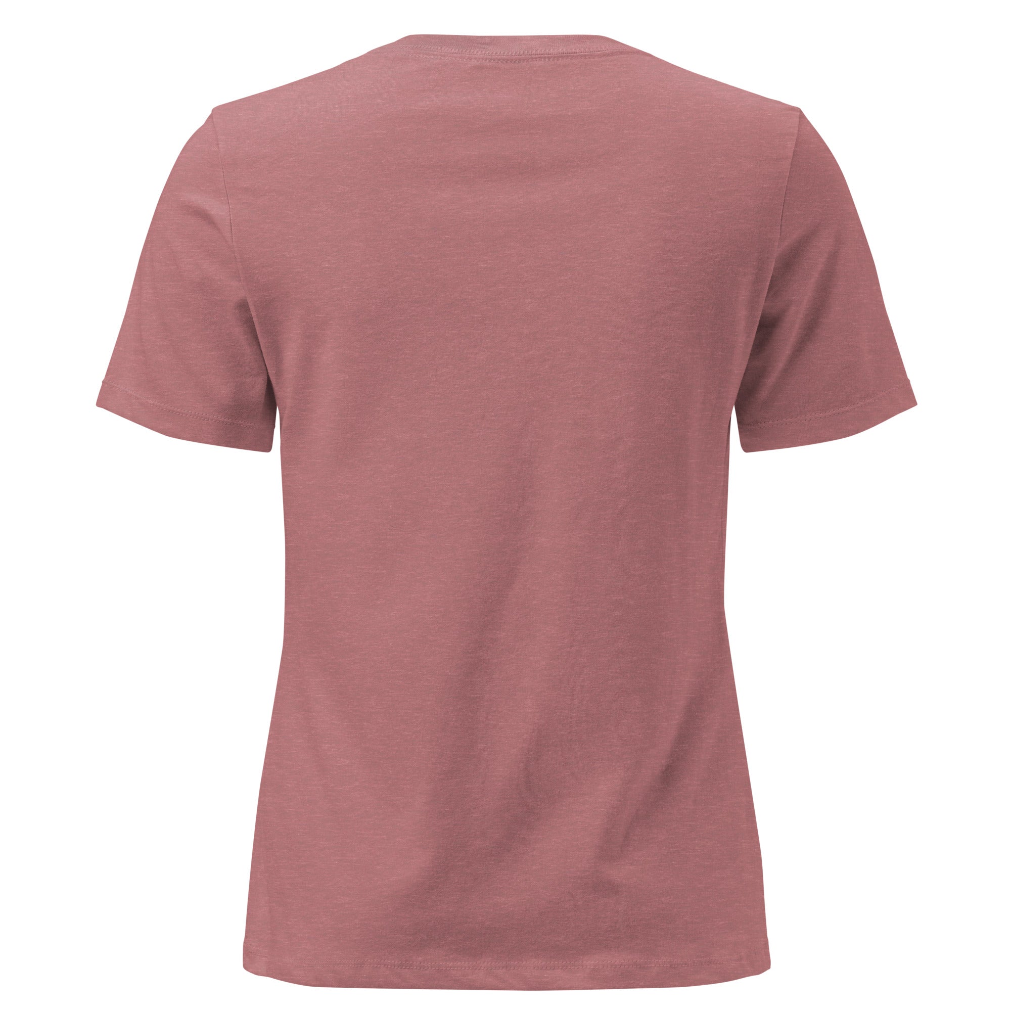 Image of One Way women's relaxed t-shirt in heather mauve, plain back view