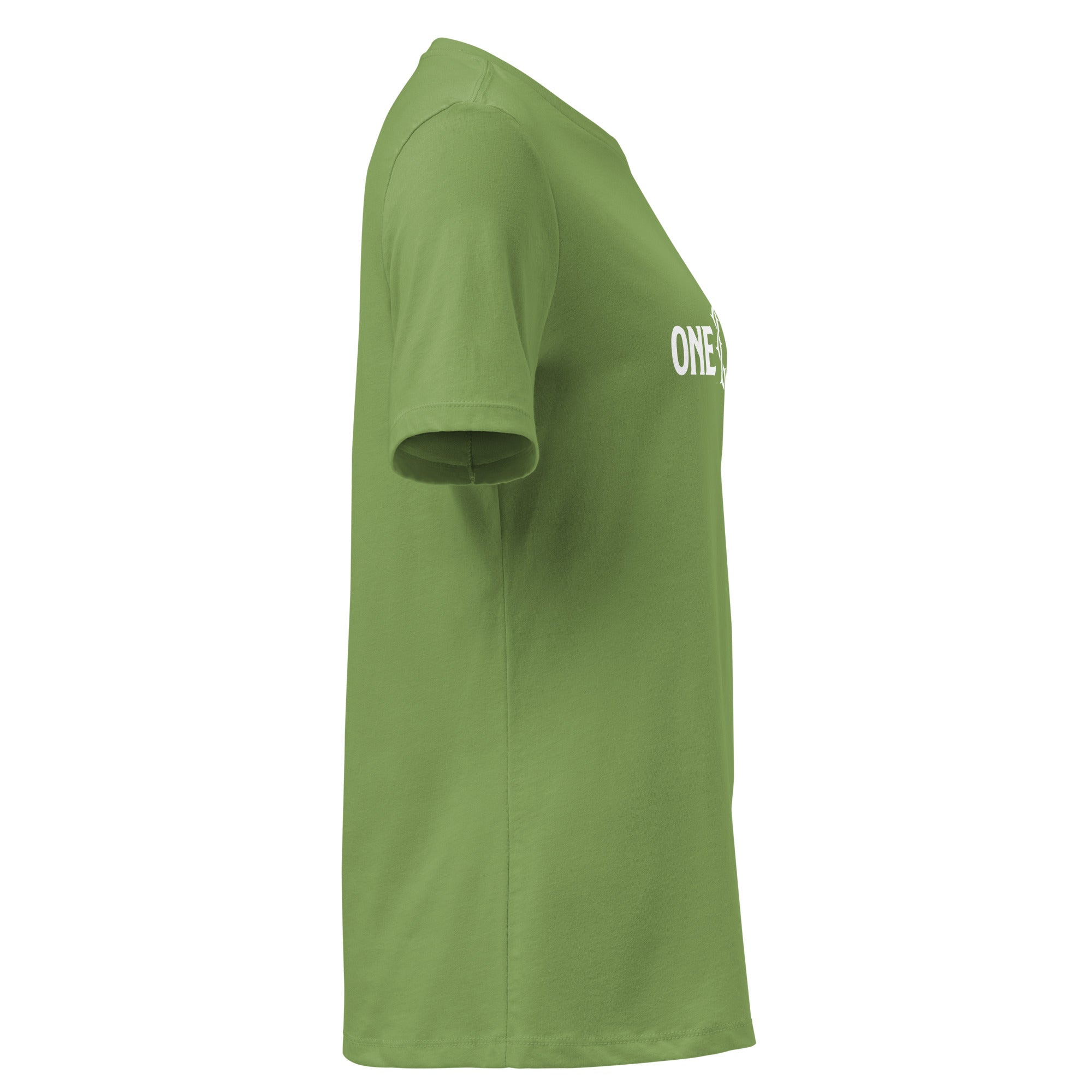 Image of One Way women's Christian t-shirt leaf right side view — Entrusted to Him