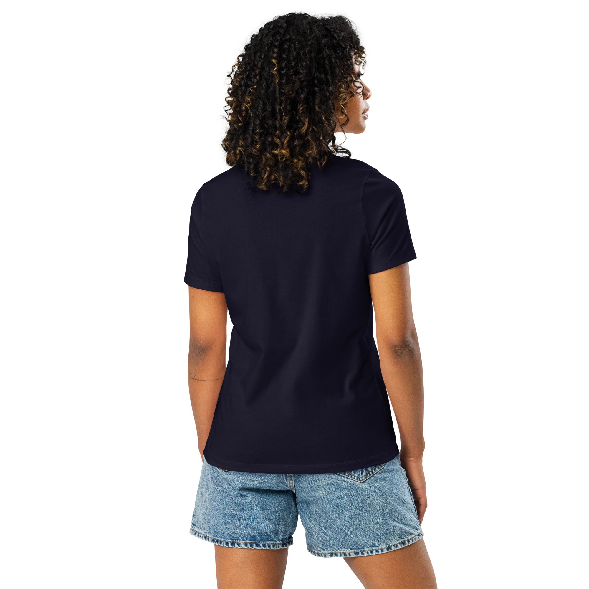 Image of BHG women's Christian t-shirt navy back alternate view — Entrusted to Him